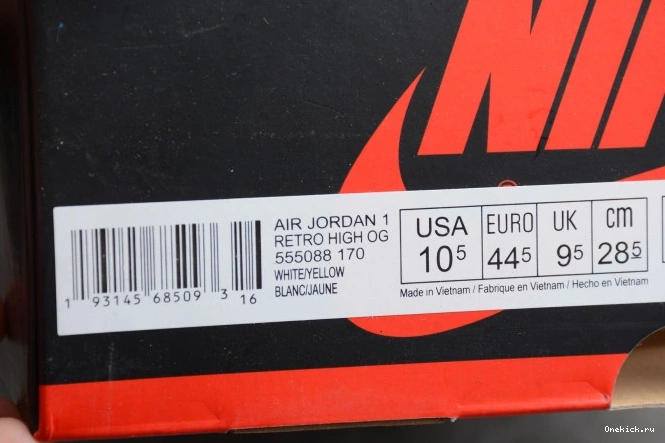 One Kick Flight Jordan 1 OG 555088-170 Air Class High Retro First 0809